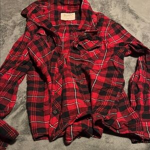 Arizona Jean Company Red and Black Plaid Shirt